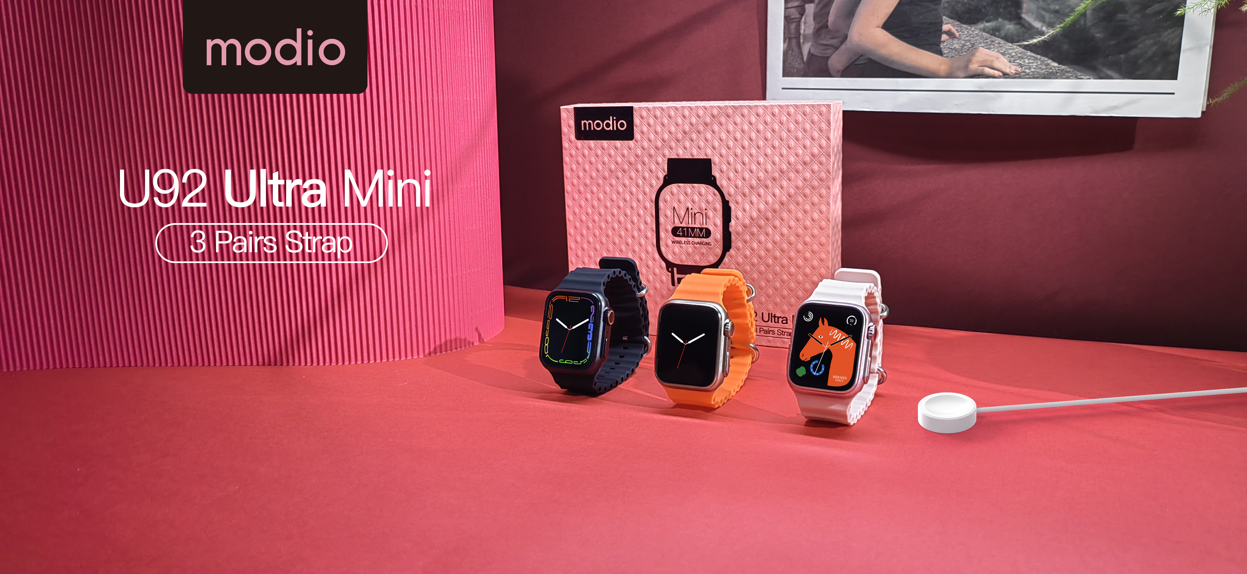 Modio U92 Ultra Mini Smart Watch Pink – Mobile Pal